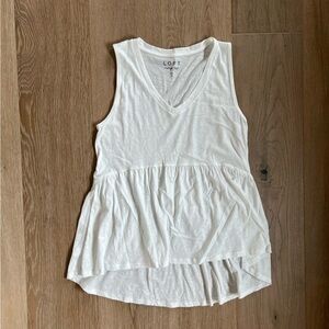 LOFT Vintage Soft White Sleeveless Women's Top Peplum V Neck Small